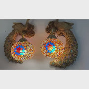 Elegant Peacock-Inspired LED Wall Light with Meenakari Design